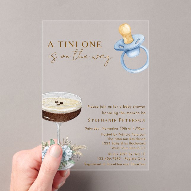 Invitaciones Acrílicas Un Tini One Blue℠ Espresso Martini Baby Shower (Insitu (portátil))