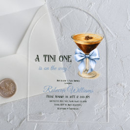 Invitaciones Acrílicas Un Tini Un Blue Bow Espresso Martini Baby Shower