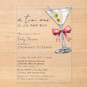 Invitaciones Acrílicas Un Tini Un Simple Minimal Pink Martini Baby Shower
