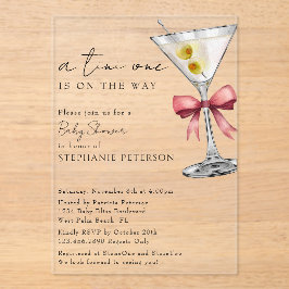 Invitaciones Acrílicas Un Tini Un Simple Mínimo Rosa Martini Baby Shower