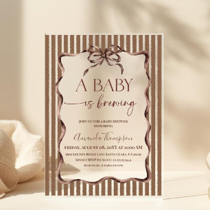 Invitaciones Acrílicas Una Bebé Está Preparando Café Regalo de Baby Showe