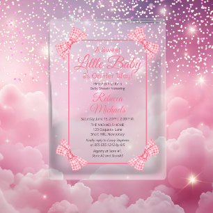 Invitaciones Acrílicas Una dulce niña de lazos rosados Baby Shower