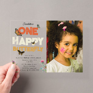 Invitaciones Acrílicas Una Feliz Mariposa Cumpleaños 1ª Foto de Flor Silv