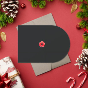 Invitaciones Acrílicas una flor roja con un centro negro sobre un trasero