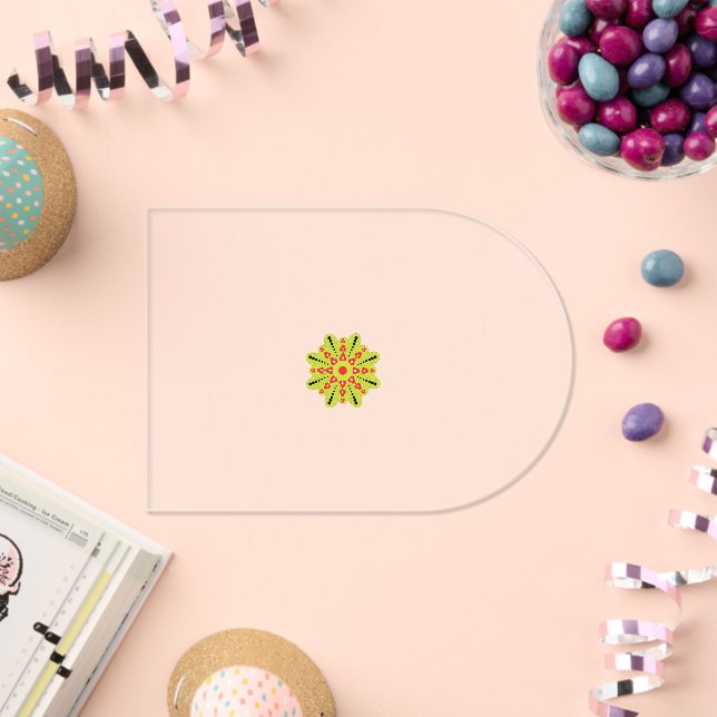 Invitaciones Acrílicas una flor verde y roja con puntos negros (Insitu (Celebración))