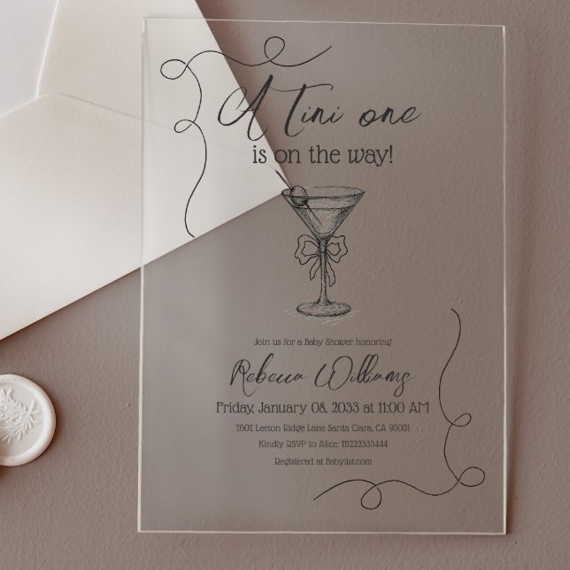 Invitaciones Acrílicas Una mano Tini dibujó Baby Shower Martini (Subido por el creador)