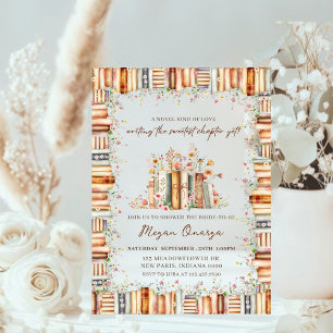Invitaciones Acrílicas Una Novela Tipo de Libro de Amor Floral Nupcial
