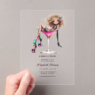 Invitaciones Acrílicas Una Novia en un Martini con un Toque de Glamour De