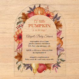 Invitaciones Acrílicas Una pequeña calabaza está en camino Baby Shower