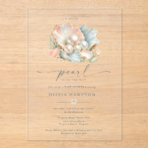 Invitaciones Acrílicas Una pequeña fiesta de baby shower acrílica costera