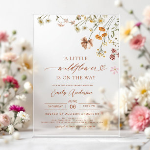 Invitaciones Acrílicas Una pequeña fiesta de bebé boho terracota de flor