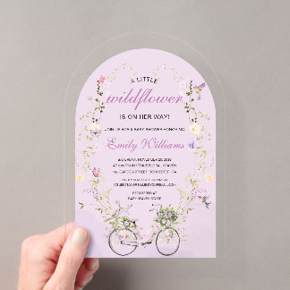 Invitaciones Acrílicas Una pequeña fiesta de bebé de flores silvestres de