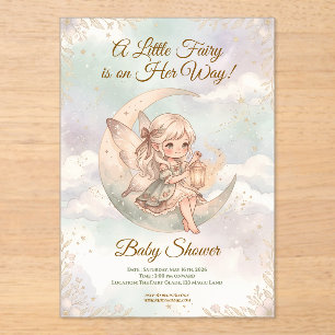 Invitaciones Acrílicas Una pequeña hada está en camino Shower celestial p