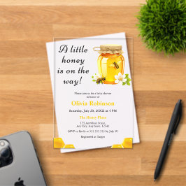 Invitaciones Acrílicas Una pequeña miel está en camino a Baby Shower