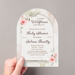 Invitaciones Acrílicas Una pequeña niña de flores silvestres ducha elegan