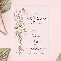 Invitaciones Acrílicas Una pequeña niña flor silvestre Baby Shower