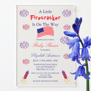 Invitaciones Acrílicas Una pequeña petardo está en camino Baby Shower