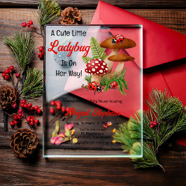 Invitaciones Acrílicas Una Pequeña Y Pequeña Ladybug Está En Camino De Ba
