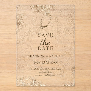 Invitaciones Acrílicas Una playa de ostras color agua mínima salva la fec