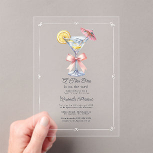 Invitaciones Acrílicas Una Tini Está en Camino Martini Baby Shower