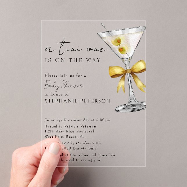 Invitaciones Acrílicas Una Tini One Minimal Chic Fiesta de Bebé con Marti (Insitu (portátil))