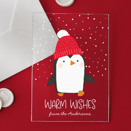 Invitaciones Acrílicas Unas vacaciones sin foto en el Penguin Cute Warm W