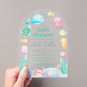 Invitaciones Acrílicas Under the Sea Adventure Baby Shower