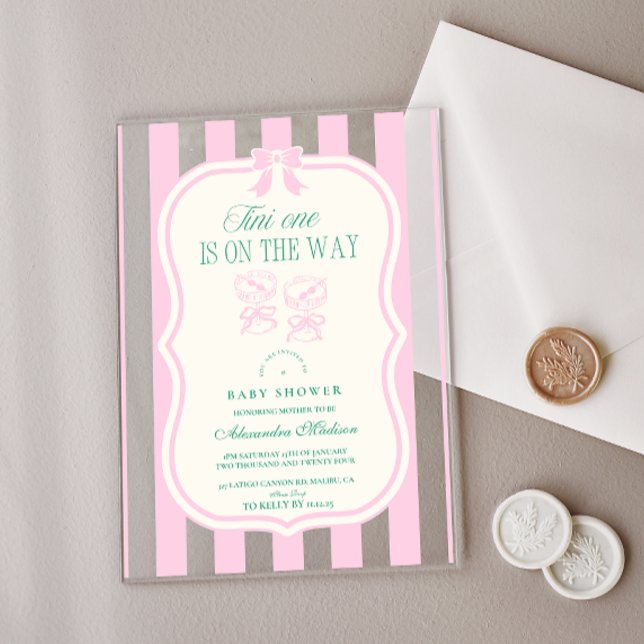 Invitaciones Acrílicas Uno De Tini Rosado Está En Camino De Baby Shower (Subido por el creador)