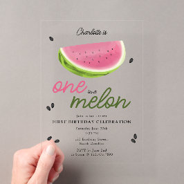 Invitaciones Acrílicas Uno en Melón Melón Verano Primer Cumpleaños