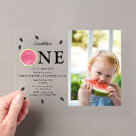 Invitaciones Acrílicas Uno en Melon Watermelon Foto de verano Cumpleaños