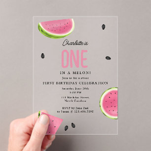 Invitaciones Acrílicas Uno en un Melón en verano Cumpleaños