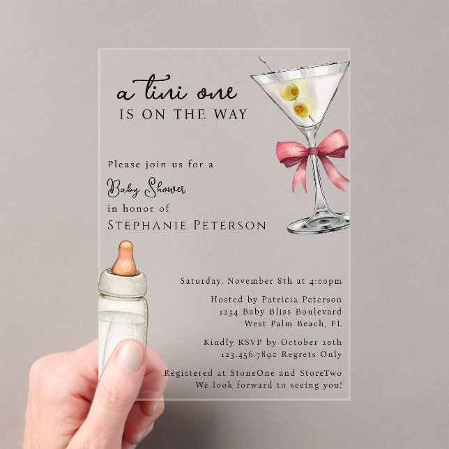 Invitaciones Acrílicas Uno Tini En Camino De La Baby Shower De Martini Ro (Insitu (portátil))