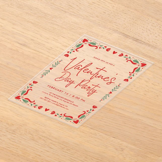 Invitaciones Acrílicas Valentine's party Invitation (Distribución )