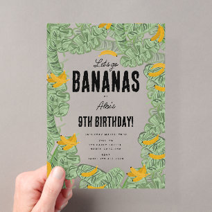 Invitaciones Acrílicas Vamos a Bananas Tema de Cumpleaños Tropical de Ban