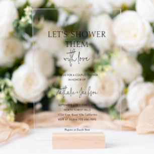 Invitaciones Acrílicas Vamos a bañarlos con amor   Boho Shower Bridal