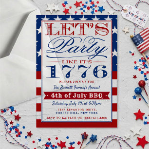 Invitaciones Acrílicas ¡Vamos a festejar como si fuera 1776   Fiesta del 