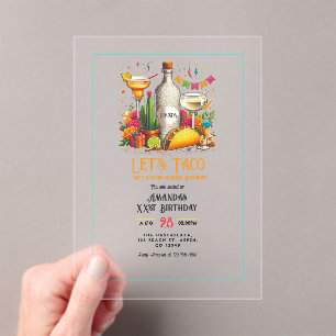 Invitaciones Acrílicas Vamos a Tacos Sobre una Fiesta – Fiesta de Cumplea