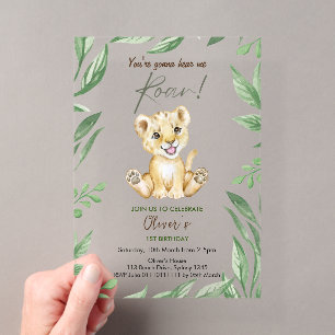 Invitaciones Acrílicas Vas a escuchar que rujo Cumpleaños 1
