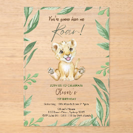 Invitaciones Acrílicas Vas a oírme rugir el primer cumpleaños