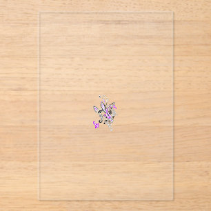 Invitaciones Acrílicas Vector de tatuaje de hadas de mariposa - Arte flor