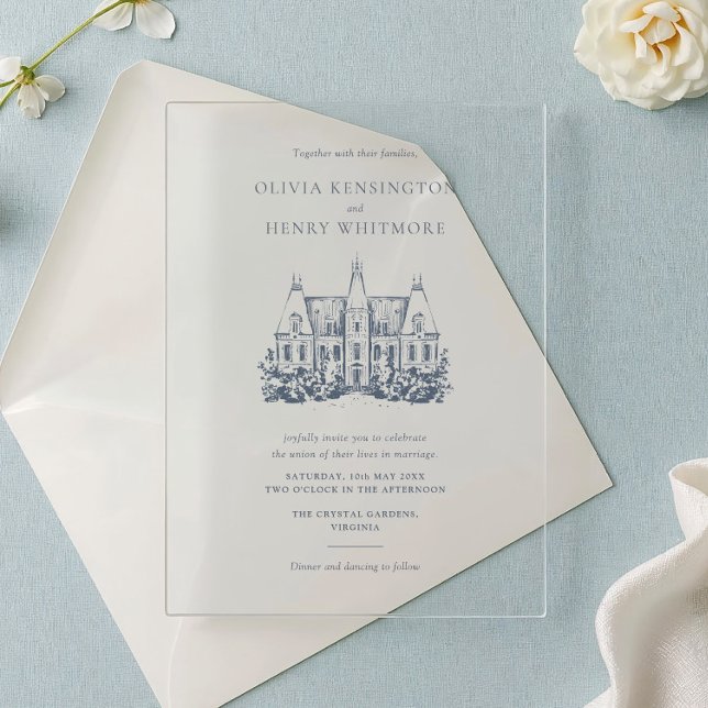 Invitaciones Acrílicas Venue Sketch Minimalist for Wedding (Subido por el creador)