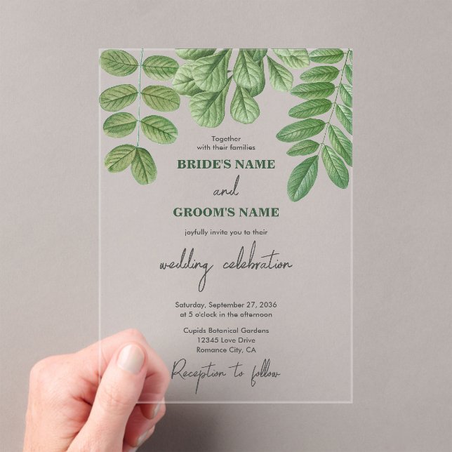 Invitaciones Acrílicas Verde acuático moderno Boda verde esmeralda (Insitu (portátil))