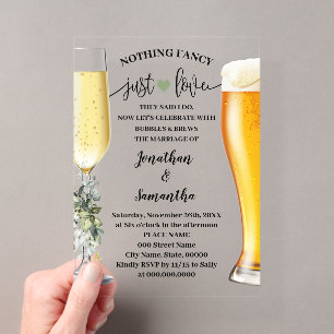 Invitaciones Acrílicas Verde No es nada elegante Solo amor Burbujas y cer