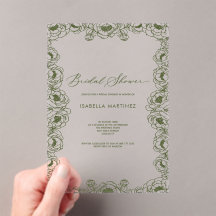 verde oliva floral simple clásico baby shower nupc
