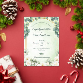 Invitaciones Acrílicas Verde Salvia Eucalipto Verde Botánico Boda