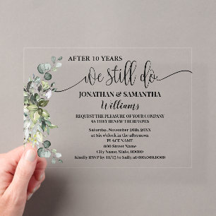 Invitaciones Acrílicas Verde todavía hacemos aniversario de bodas