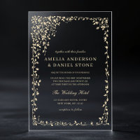 Verdor de hoja minimalista de oro Boda elegante