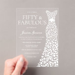 Invitaciones Acrílicas Vestido blanco Cincuenta y fabulosa fiesta de cump<br><div class="desc">Vestido blanco Cincuenta y fabuloso 50º cumpleaños Invitaciones acrílicas Variaciones a la invitación y artículos coincidentes en nuestra tienda</div>