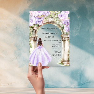 Invitaciones Acrílicas Vestido de arco floral lavanda claro Sweet 16