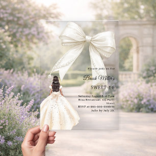 Invitaciones Acrílicas Vestido de marfil de arco crema claro lujo Sweet 1
